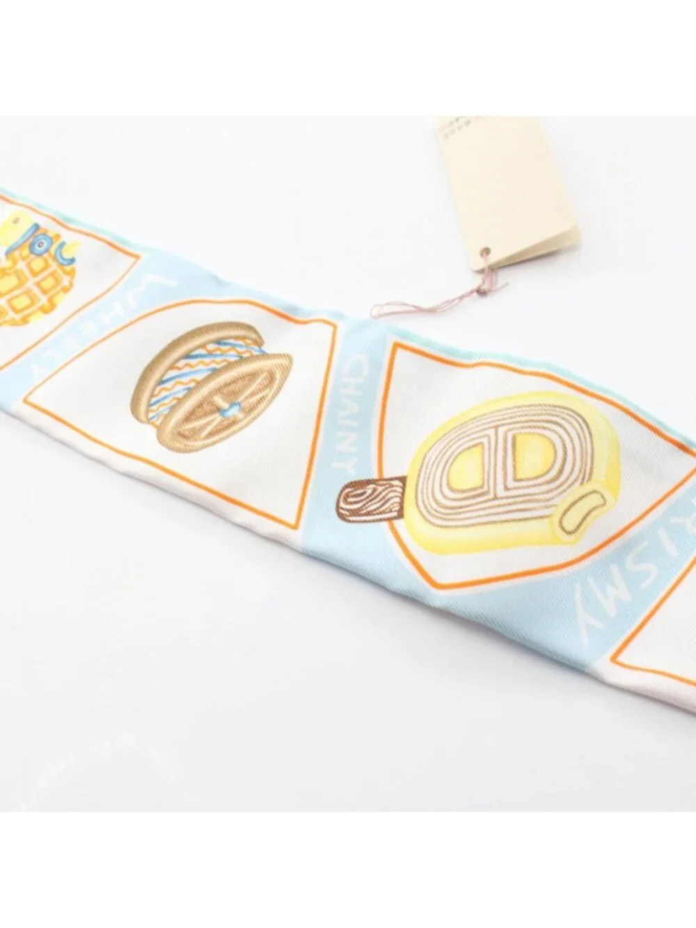 Hermes Scarf Twill Funny Ice Cream Blue Silk